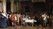 Jean Leon Gerome Louis XIV and Moliere oil